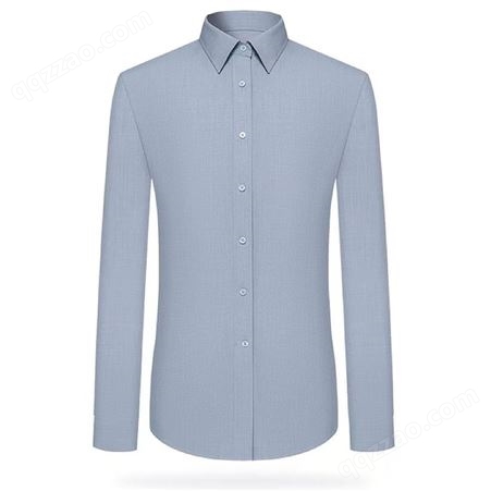 四季浅蓝长袖衬衫 内搭外穿纯棉商务休闲工作服