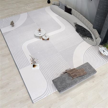 奶油风客厅地毯意式轻奢极简沙发茶几垫白色日式卧室床前毯侘寂风